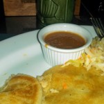 A delicious crawfish pupusa